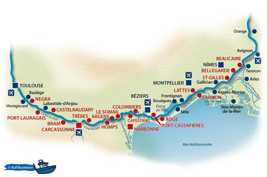 Hausboot Canal du Midi mieten Camargue Südfrankreich