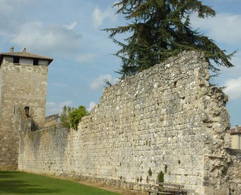 Hausboot auf der Baise Stadtmauer Vianne