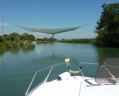 mit dem Hausboot durch die Lagune Grado Marano Fluss Stella
