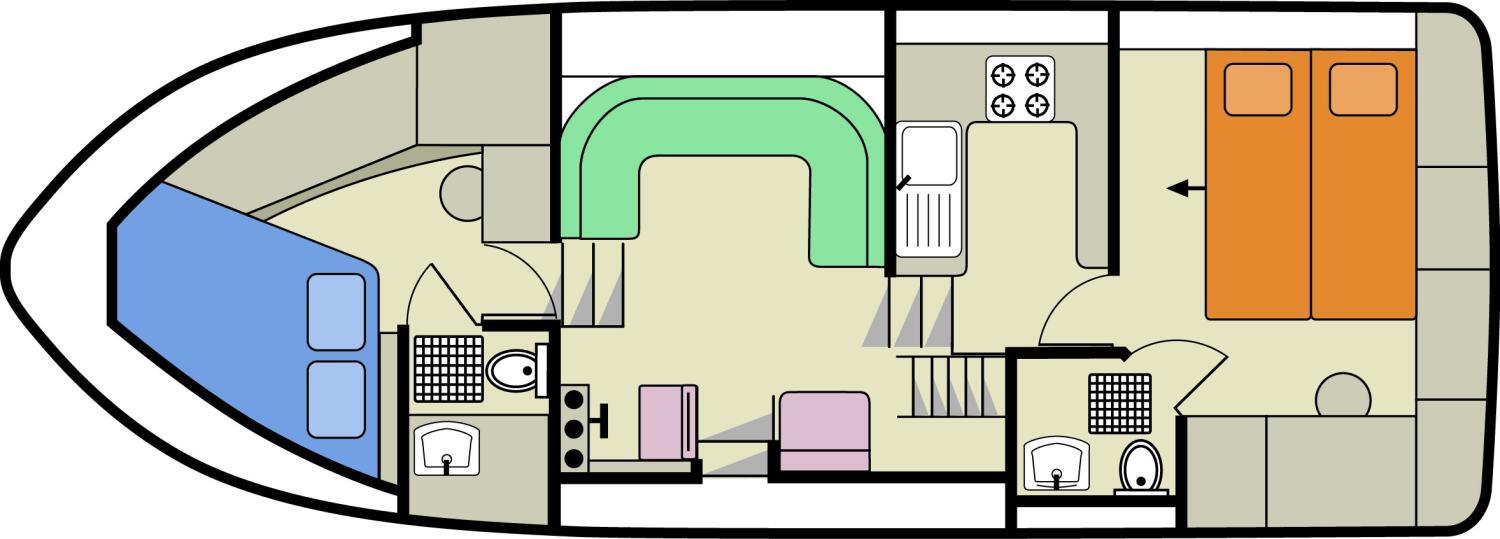 Hausboot Clipper mieten mit 2 Kabinen und 2x DU/WC