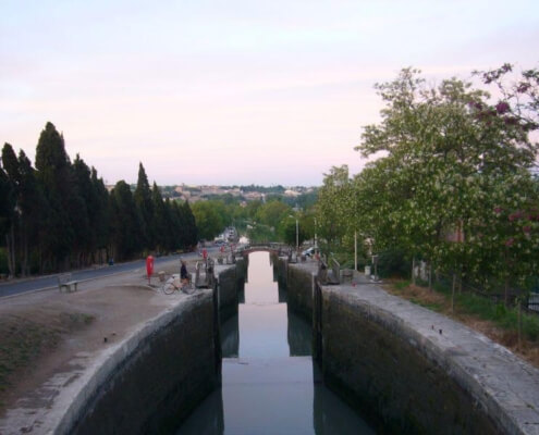 Schleusentreppe Fonserannes am Canal du Midi