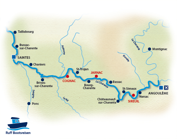 Charente Gewässerkarte