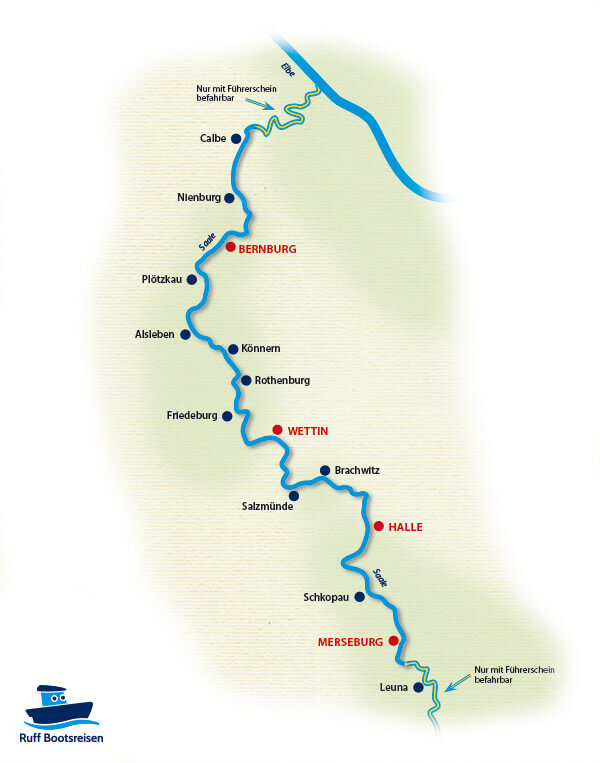 Hausboot Sachsen Gewässerkarte Saale
