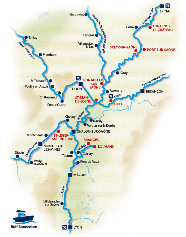Hausboot Frankreich Gewässerkarte Burgund