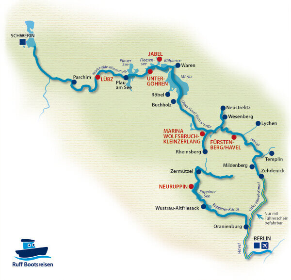 Hausboot Mecklenburg Gewässerkarte